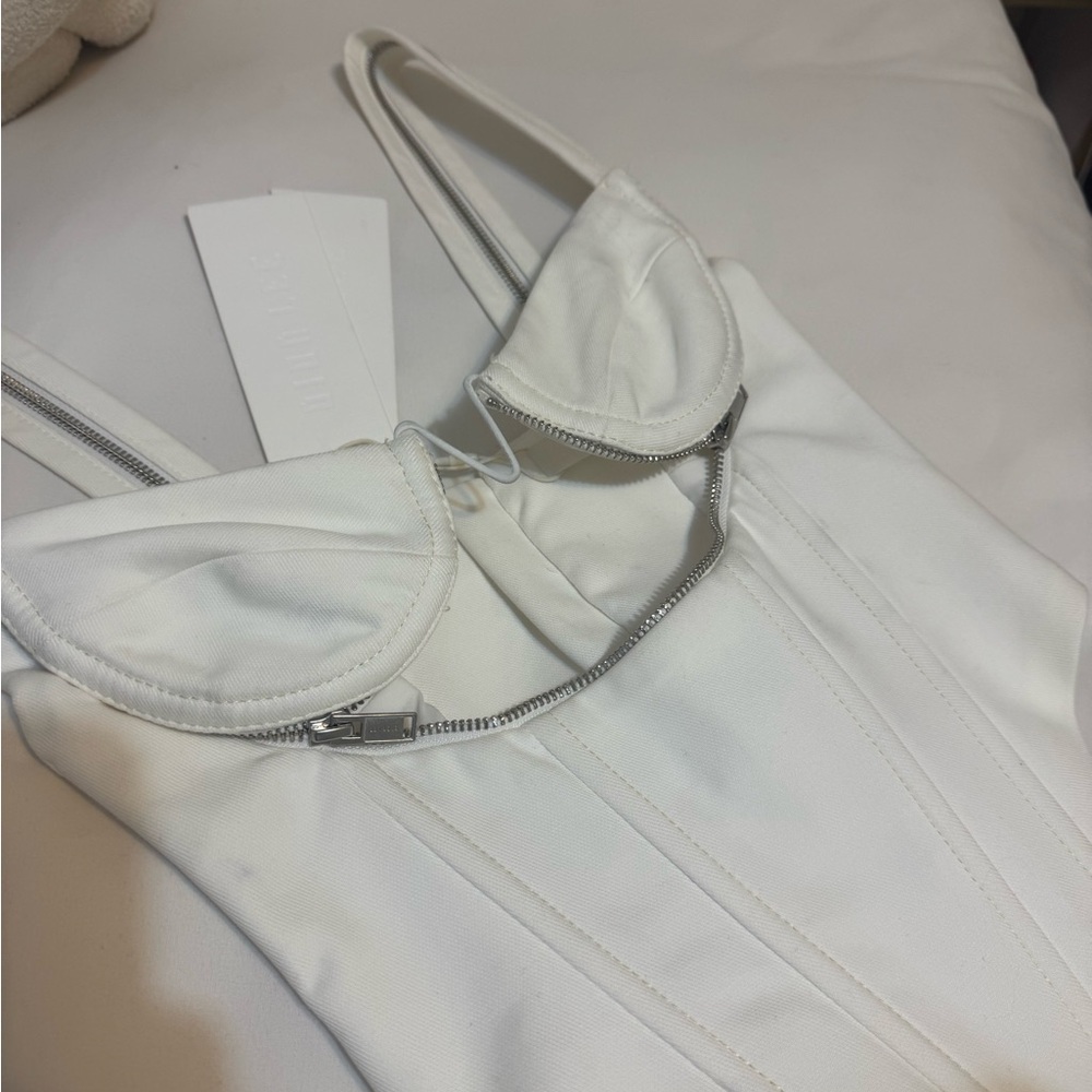 Dion Lee White Corset with Zipper Detail